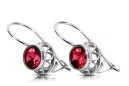 Sterling silver 925 Ruby Earrings Vintage Jewlery vec117s